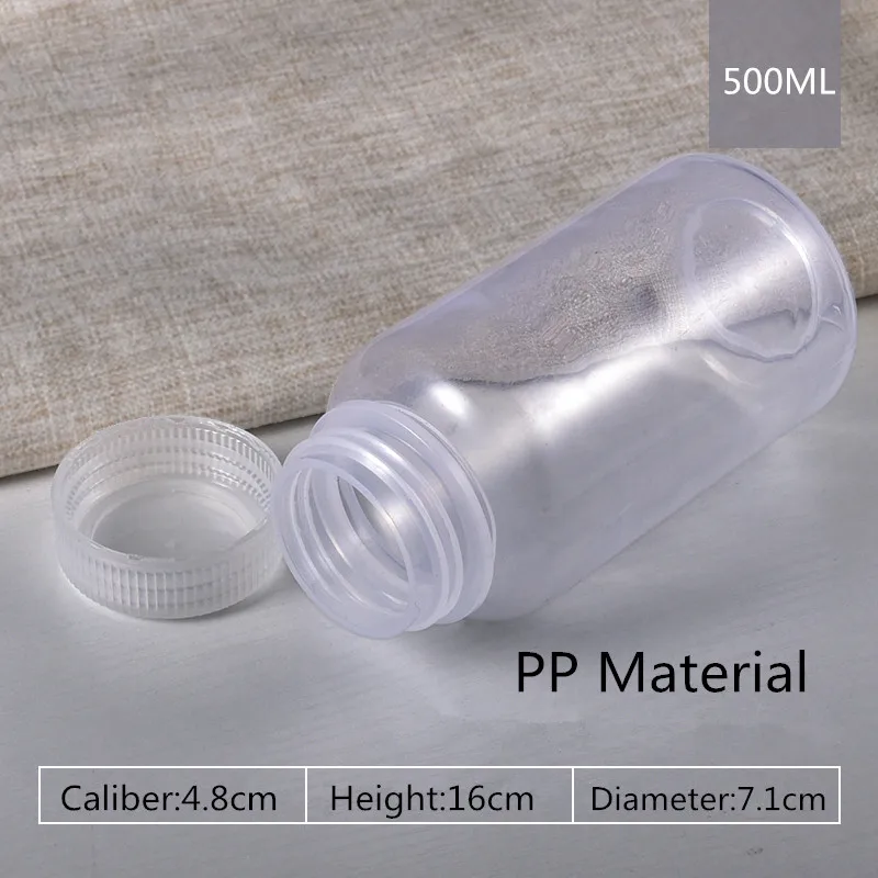 500ML clear 2 шт./лот многоразовые пластиковые бутылки с широким горлышком с винтовой крышкой пищевой Полипропиленовый Контейнер 5 мл-500 мл - Цвет: 500ML clear