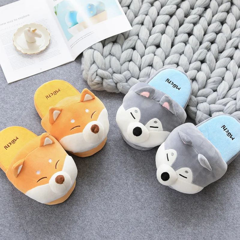 

New Shiba Inu Husky Soft Stuffed Animals Man Woman Couple Winter Shoes Cotton Gifts Corgi Dog Plush Toys Cute Christmas Gift