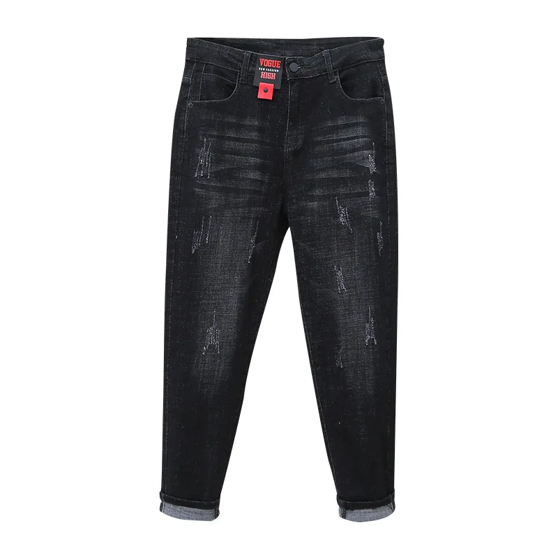 

2020 Women Fashion Korea Style High Waist Solid Color 100KG Oversized Harem Ankle Length Denim Jeans Office Lady Casual Trousers