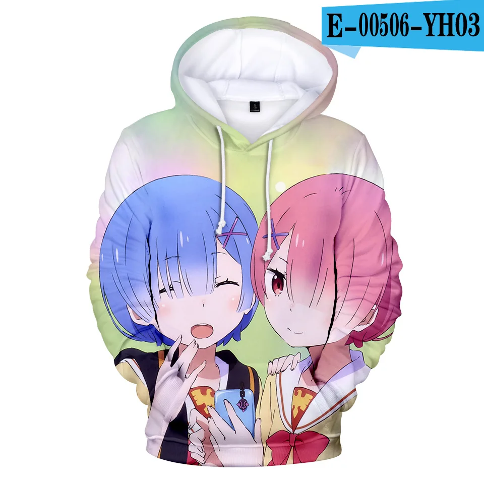 H Natsuki Subaru Толстовка Re ZERO пусковая Аниме толстовки Rem Ram для женщин/мужчин Emilia пары Косплей куртка свитер Одежда - Цвет: H