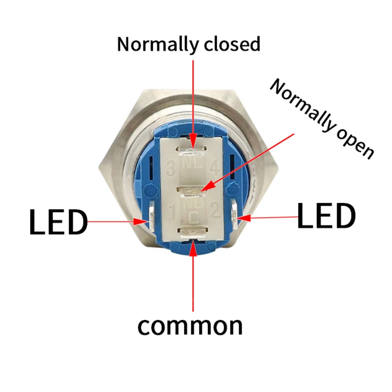16 мм металлический кнопочный переключатель кольцевой светильник Мощность