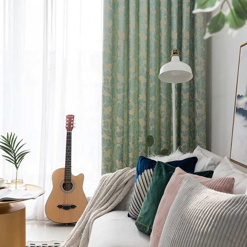 

Custom Curtains for Living Room Bedroom New Chinese Chenille Curtain Jacquard Left Right Biparting Open Decoration Curtain