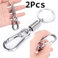 2 pcs outdoor anti lost buckle hanging retractable keyring stainless steel spring buckle carabiner keychain waist belt clip