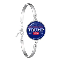 keep america great bracelet 2020 usa trump collection glass cabochon silver plated bangle jewelry for women men support trump