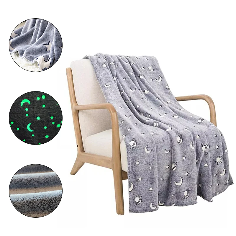 

Warm Blanket Glow In The Dark Throw Blanket Premium Super Soft Fluffy Luminous Blanket Birthday Gifts for Kids Girls Boys