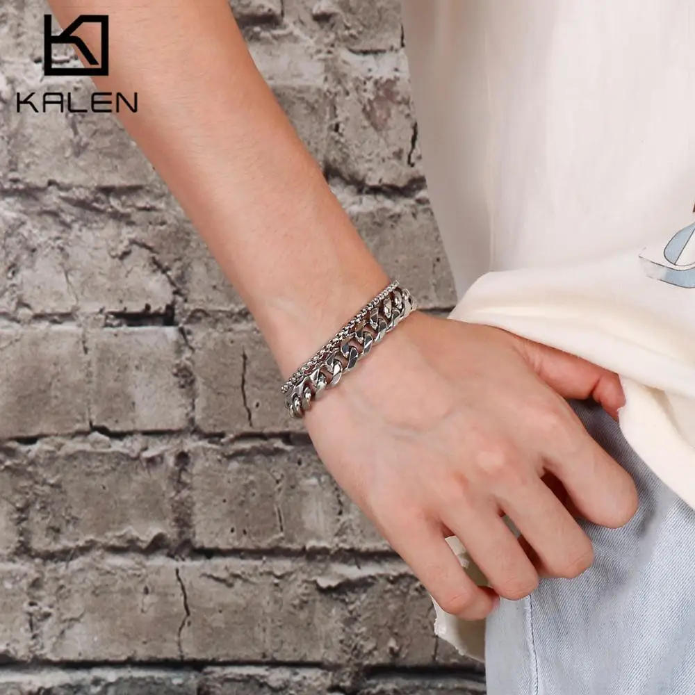 Мужской Двойной браслет цепочка из нержавеющей стали 11 мм|Цепочки и браслеты| |