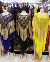 new style african womens clothing dashiki abaya fashion chiffon fabrics tassel sequins loose dress free size one piece