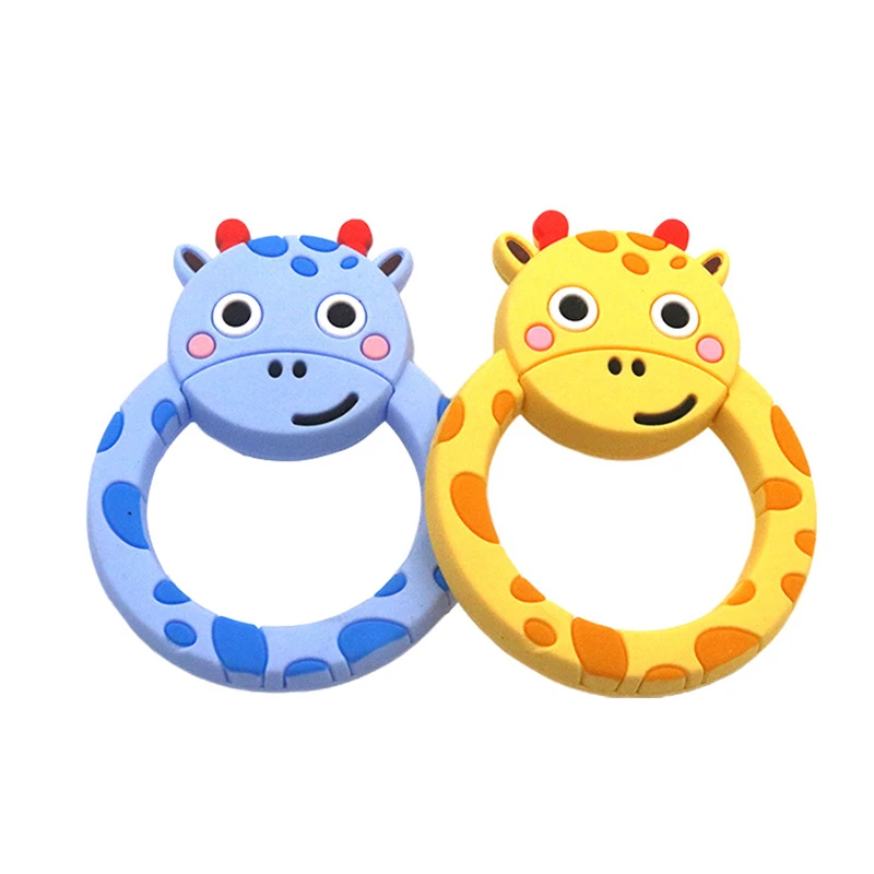 Mordedor para los dientes de silicona mordedor chupete con pinza de soporte colgante de dibujos animados de animales peque&ntilde;os dentici&oacute;n de dientes juguete sensorial-2