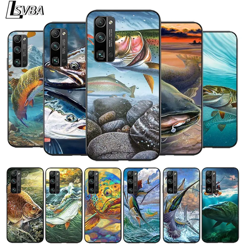 

Trout Panel Fish Fishing for Huawei Honor V30 20 Pro 20 10i X10 9S 9A 9C 9X 8X 10 9 Lite 8A 7C 7A Pro Black Phone Case