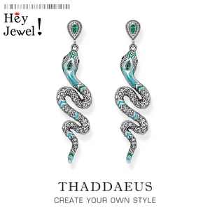 Серьги-подвески в виде синей змеи, европейский стиль ручной работы, хороший подарок для женщин, богемный подарок, 2020 Стерлинговое Серебро 925 пробы