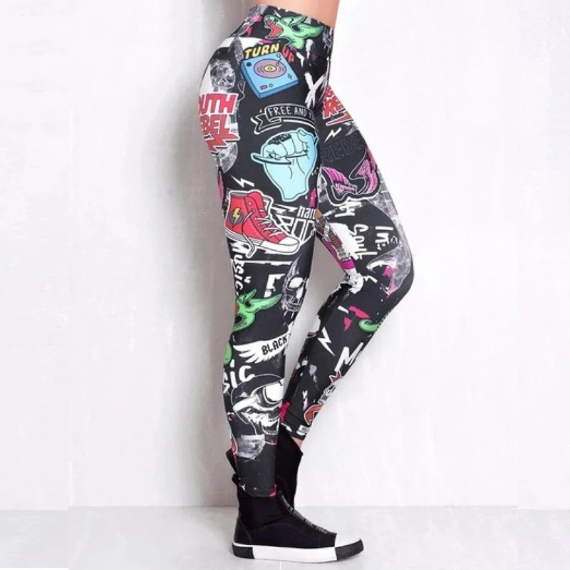 

Geometric Colorful Printing Seamless Fitness Women Leggings Fashion Women High Waist Elastic Push Up Long Polyester Leggings