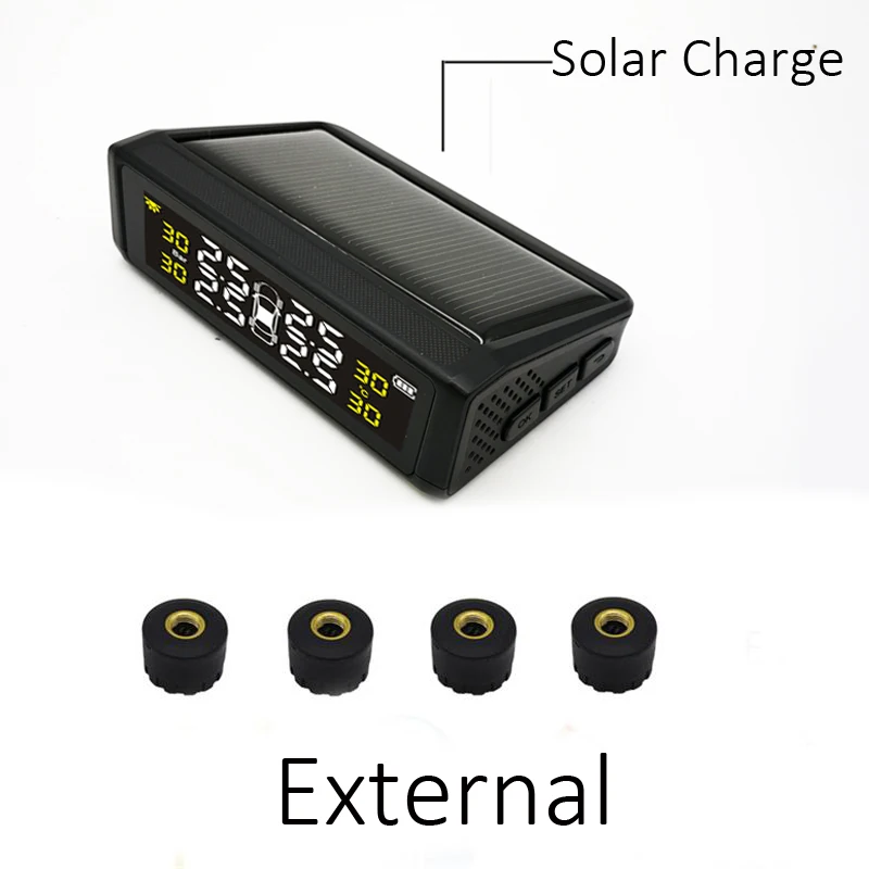 S05W External Система контроля давления в шинах TPMS, умный Солнечный монитор давления в шинах, 4 датчика, клапан TMPS, датчик Visture S05W S05N D03N - Тип: S05W External