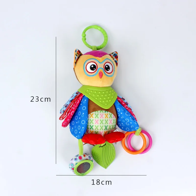 

Baby Mobile Rattles Cute Plush Toy for Stroller Bed Hanging Cartoon Standing Animal Wind Chime with Sound Paper Silicon Teether