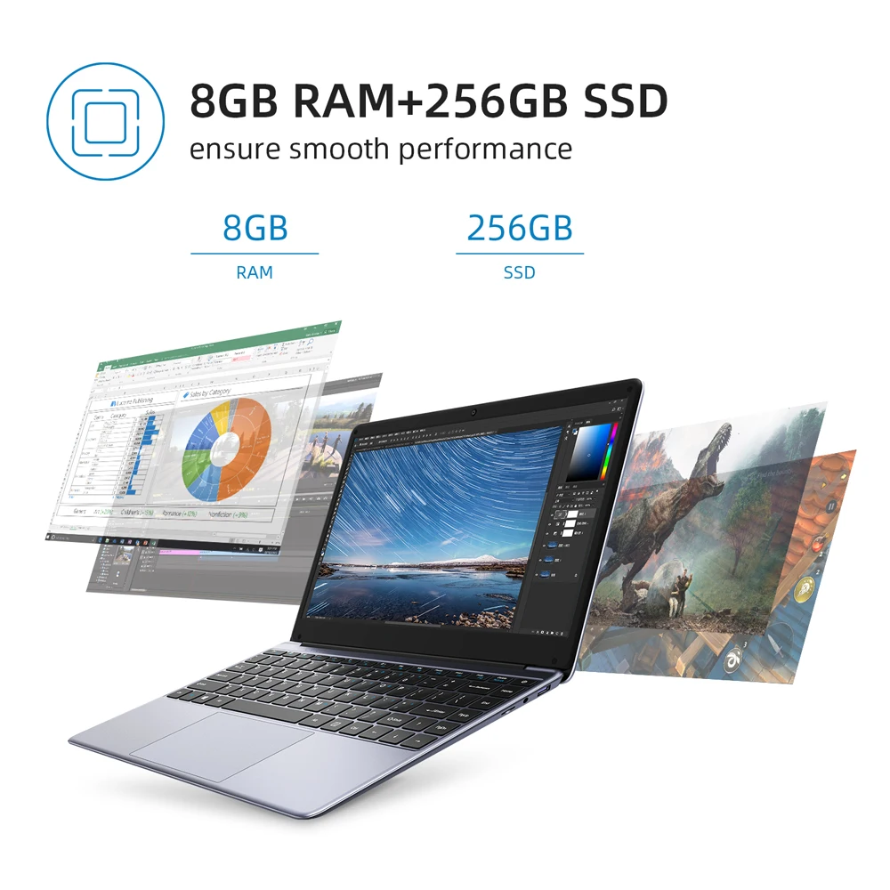 Ноутбук CHUWI HeroBook Pro 14 1 дюйма FHD экран Intel Celeron N4020 два ядра 8 Гб ОЗУ 256 SSD 1920x1080 Windows 10 |