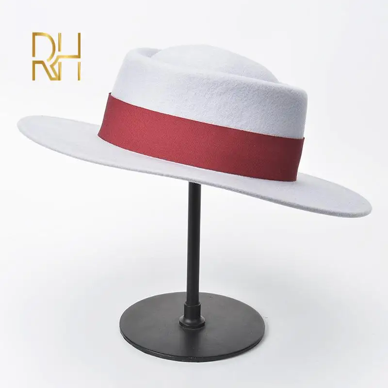 Шляпа Женская фетровая с лентой и плоскими полями из 100% шерсти | Аксессуары для