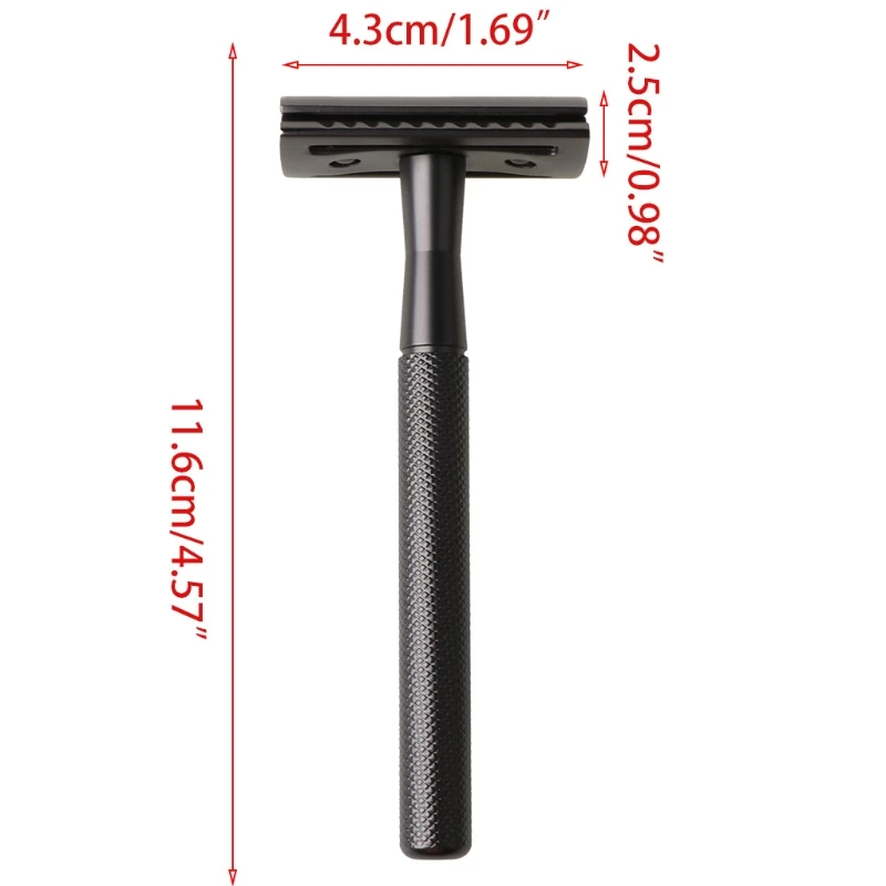 

Traditional Vintage Double Edge Enclosed Safety Razor Anti-Skid Long-Handled Hair Removal Manual Hand Beard Shaver