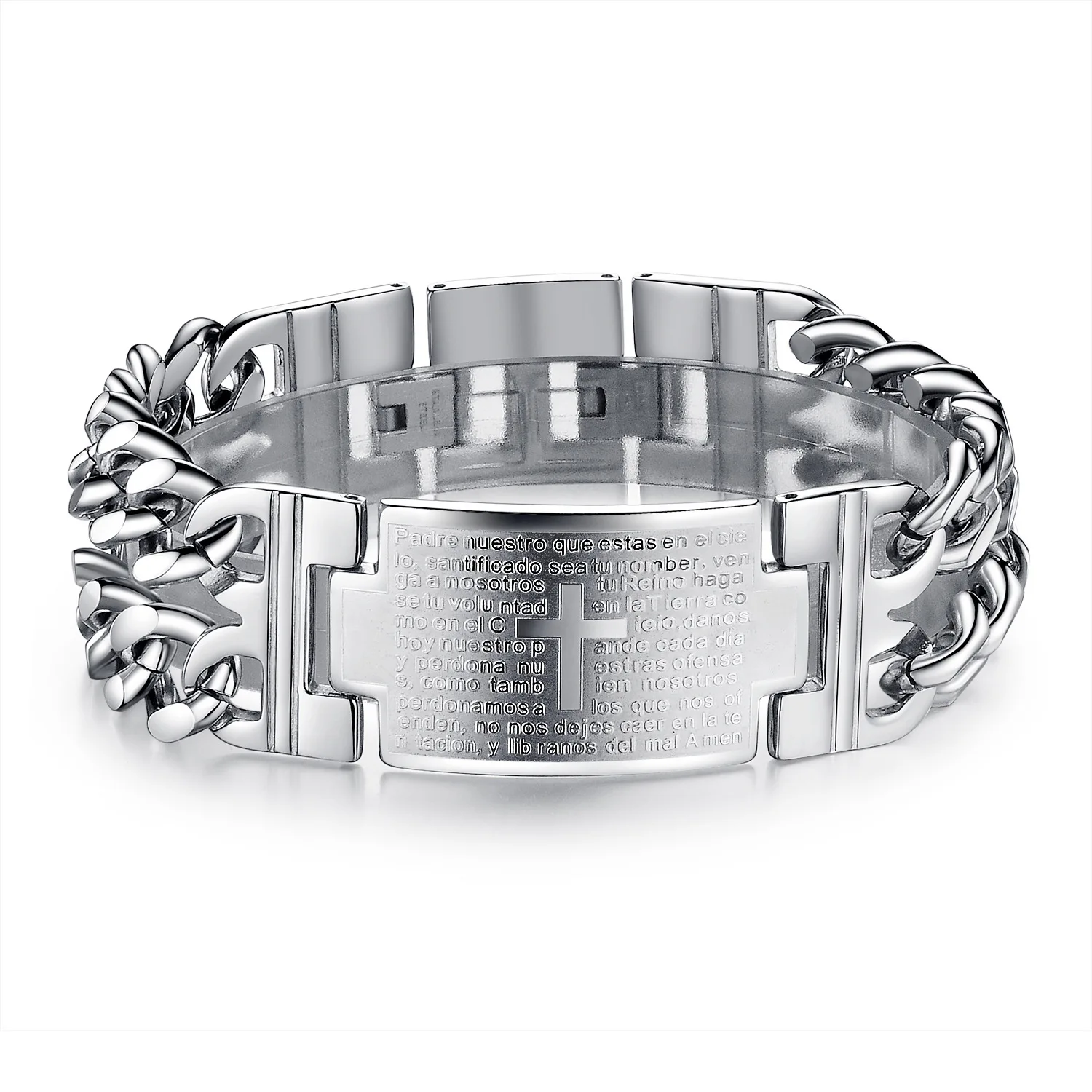 

TF-308 European and American Trend Bible Cross Titanium Steel Bracelet Adjustable Men's Bracelet