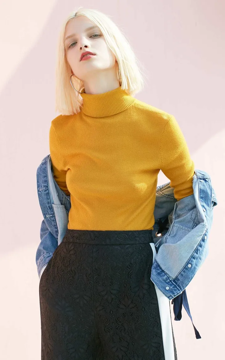 Vero Moda осенний 100% шерстяной приталенный минималистичный вязаный базовый свитер с