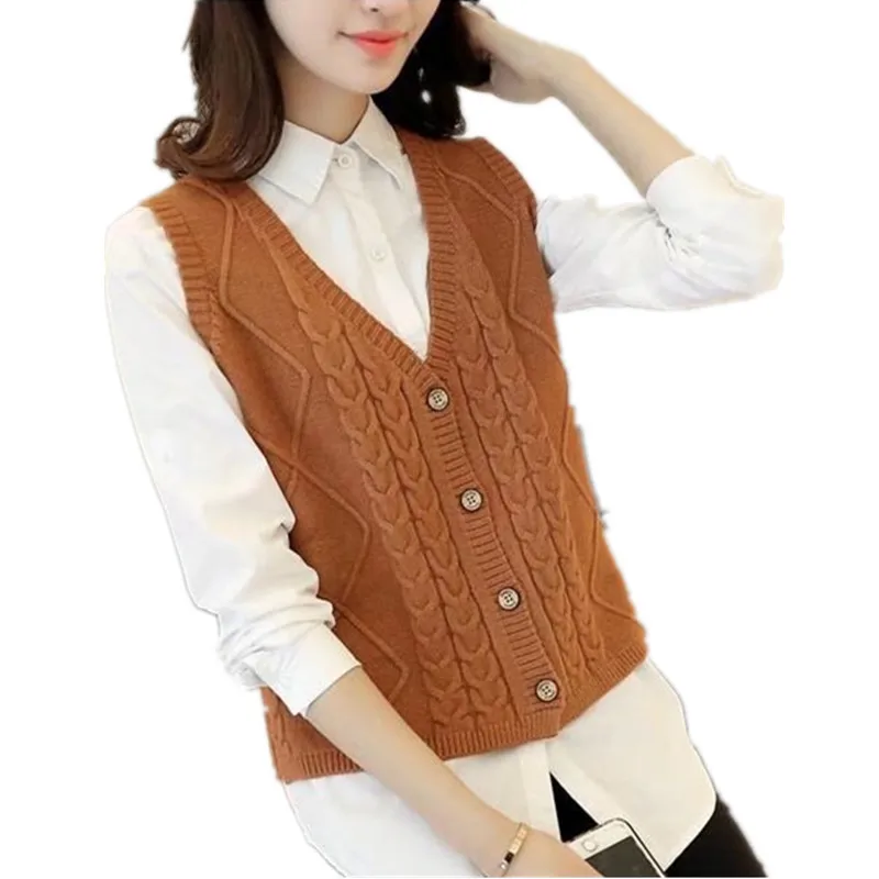 Повседневный свитер Свободный пуловер с V-образным вырезом и пуговицами