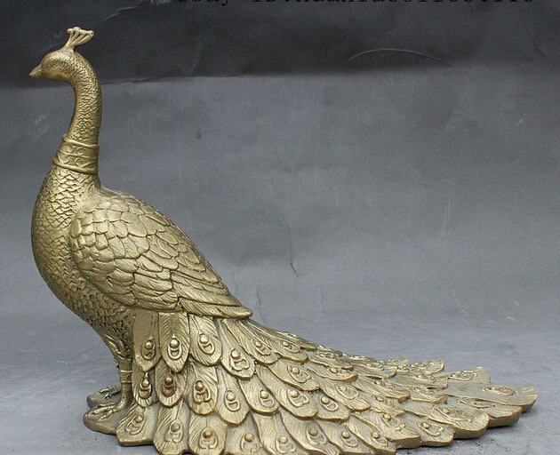 

Бронзовое украшение из чистой латуни, хорошая цена, старая китайская Бронзовая статуя счастливая павлин пава, статуя птицы, скульптура