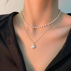 Двухслойная Женская цепочка на шею, подарочное ювелирное украшение на шею с барочным жемчугом, ожерелье для женщин, модные аксессуары