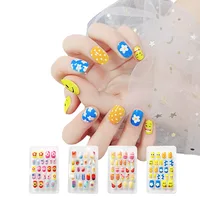 Детские накладные ногти карамельного цвета накладные ногти мультяшный цветок принцесса торт абстрактный Кот узор накладные ногти для дете...