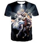 Футболка с объемным рисунком аниме-игры Genshin Impact, футболки для мальчиков и девочек, топы для студентов, крутая дышащая одежда с коротким рукавом для подростков, футболка унисекс