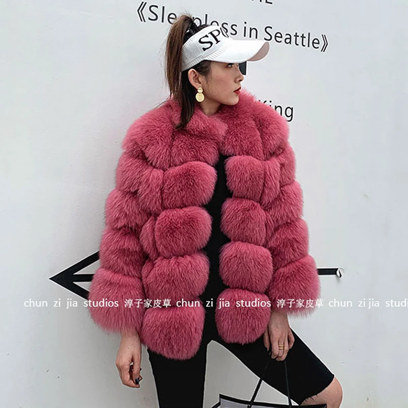 Женское пальто из 100% натурального меха теплая и стильная кожаная куртка с