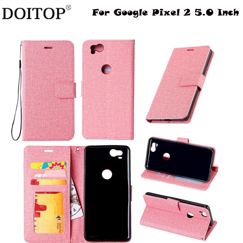 DOITOP хлопок ткань кожаный бумажник флип чехол для Google Pixel 2 защитный бампер