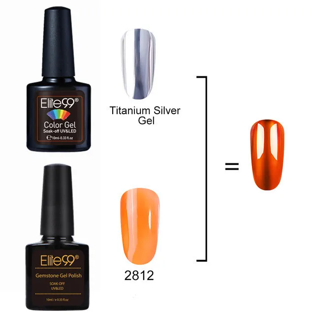 12 with Titanium Gel Elite99 полупрозрачный Блестящий зеркальный титановый Серебряный УФ-гель для ногтей стойкий лак драгоценный камень стекло гибридный набор для ногтей - Цвет: 12 with Titanium Gel
