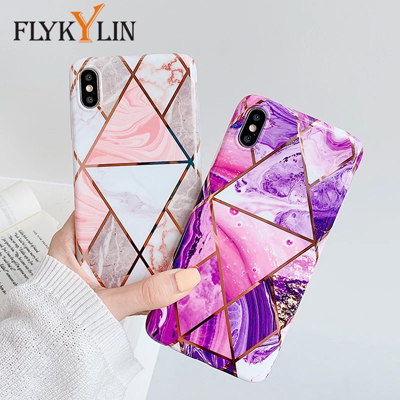 FLYKYLIN покрытие мраморный чехол для iphone 11 Pro Max 6 6S 7 8 Plus X XS XR задняя крышка Ретро