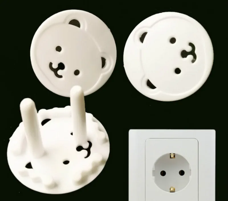 

4Pcs Children Electrical Safety Euro America standard Protective Socket Cover Cap Cartoon Bear Two Phase Baby Security Product
