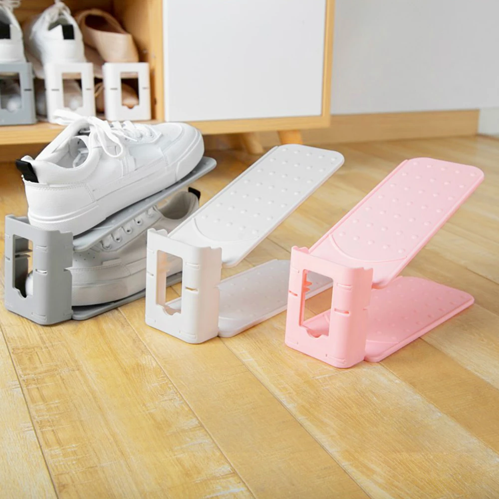 

Стеллаж для хранения обуви, двухуровневый регулируемый съемный Компактный органайзер для хранения обуви, 4 шт.