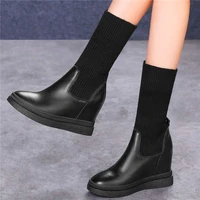 oxfords fashion sneakers womens genuine cow leather round toe ankle boots oxfords high heels punk goth 34 35 36 37 38 39 40