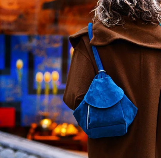 Ins хит продаж Женский рюкзак из натуральной кожи замши дизайнерские рюкзаки