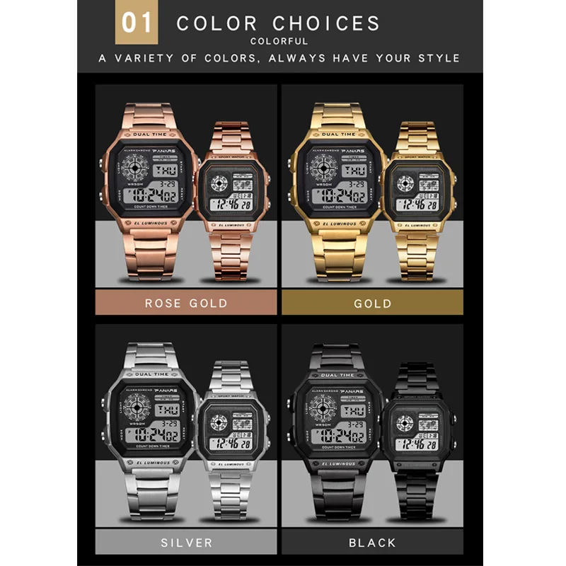 

SYNOKE Men Digital Watches Waterproof LED Couple Electronic Watch Alloy Strap Top luxury Business Sports Watch for women Relogio