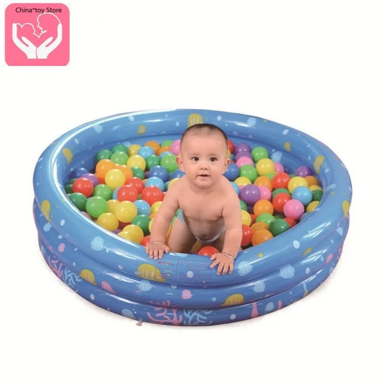 

Cartoon Round Three-ring Inflatable Bath Pool Thickened Folding Baby Swimming Pool 80CM Ball Pool Bubble Bottom