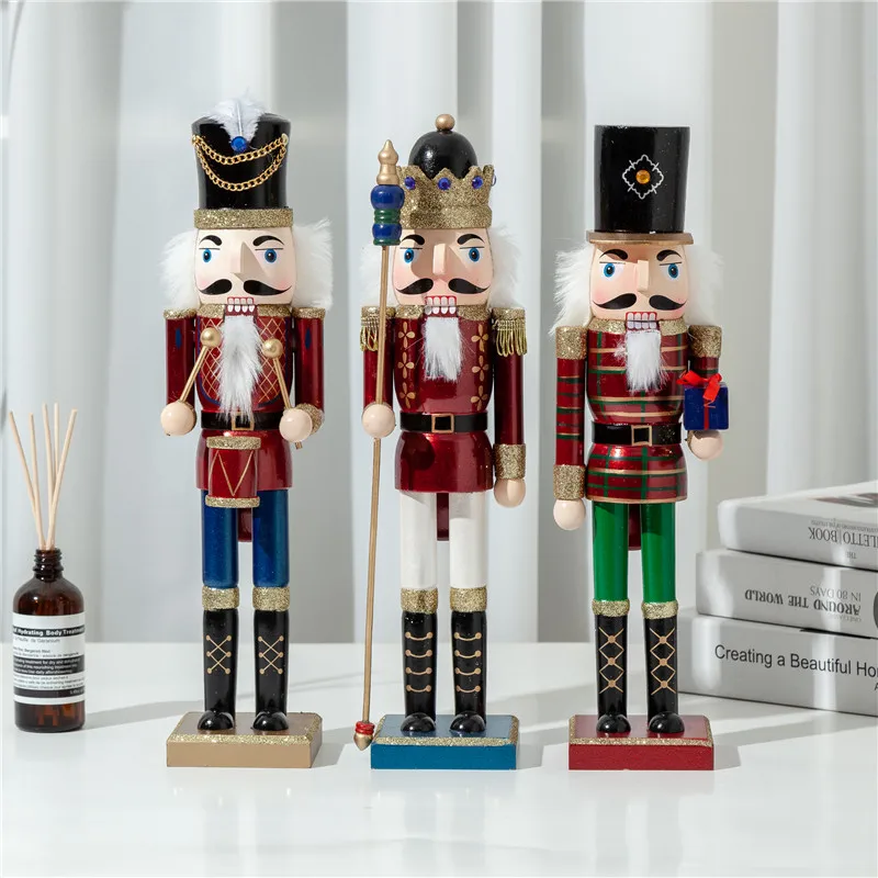 

38cm Christmas King Nutcracker Drumming Soldier Puppets Exquisite Painted Nutcracker Children Christmas Gift Toy ht184