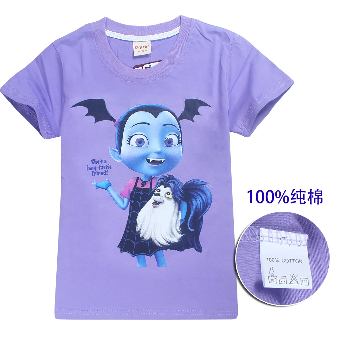 2019 г. Новая летняя детская футболка с принтом принцессы Vampirina круглым вырезом и