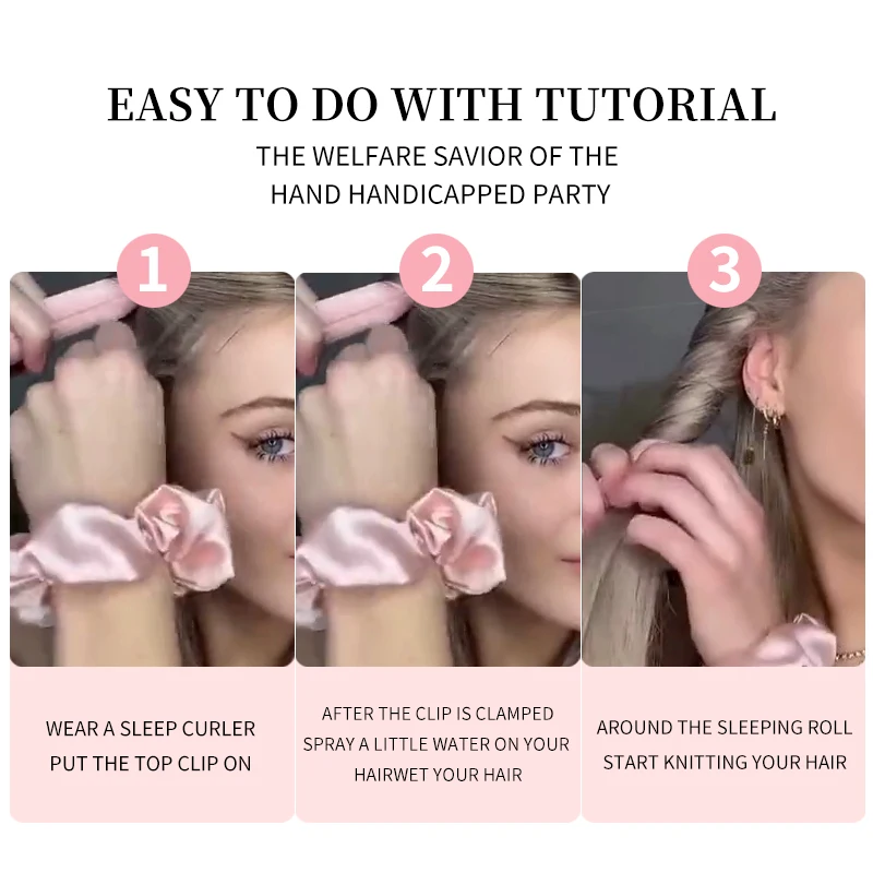 Ободок для завивки волос без тепла женская шелковая лента мягкая головная