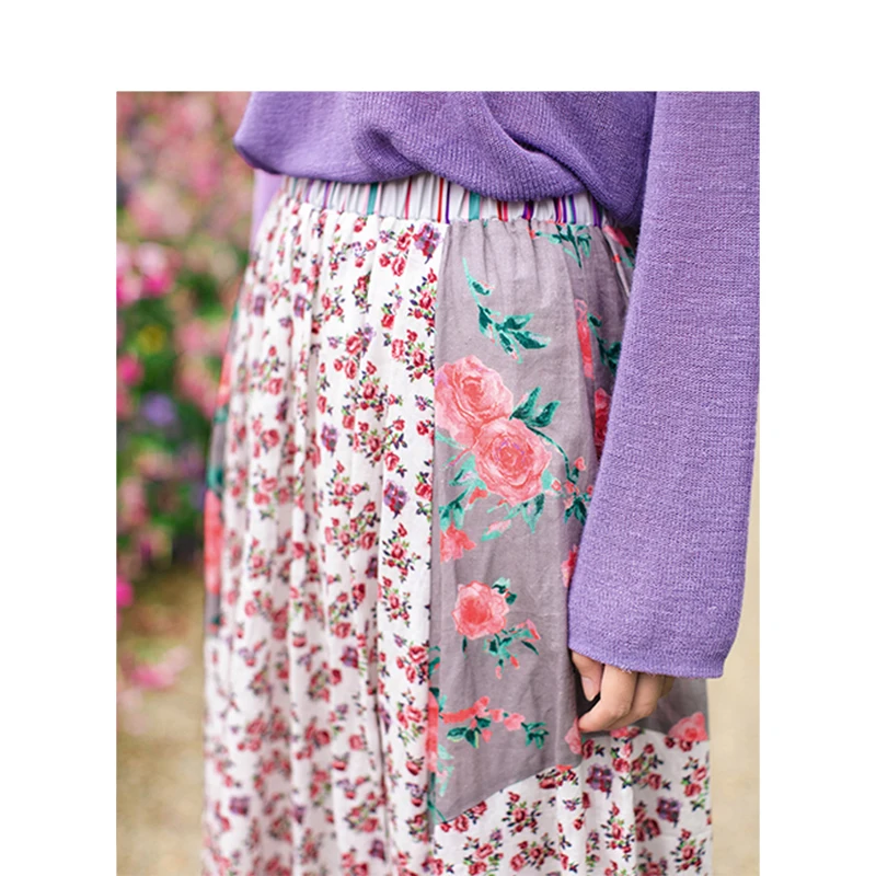 Женская винтажная трапециевидная юбка в стиле ретро свободная с цветочным