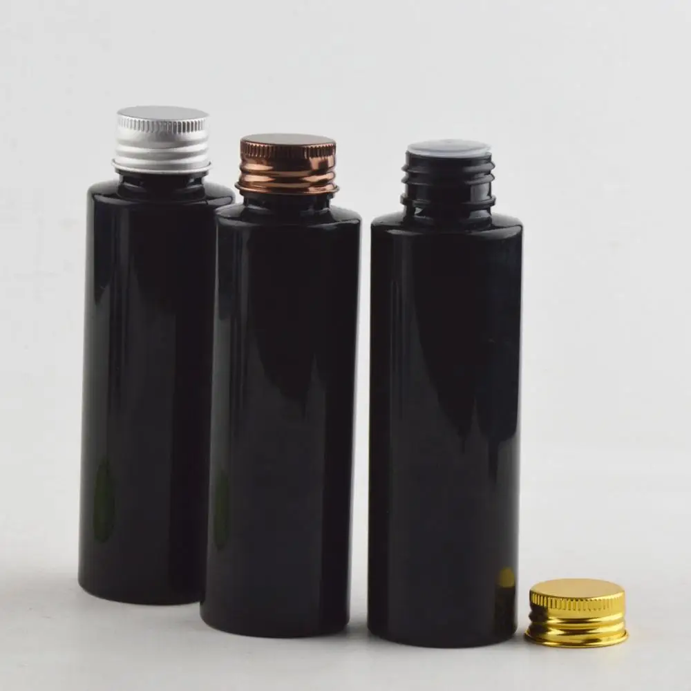 

100ml Black Empty Plastic Shampoo Cosmetic Bottles Aluminum Caps Lotion Container DIY Oil Bottles Washing Containers Shower Gel