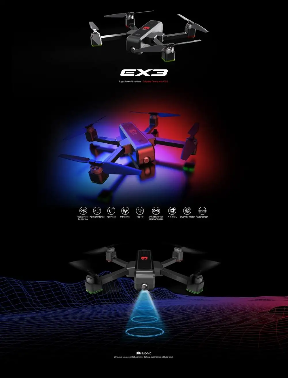 Eachine EX3 gps 5G WiFi FPV с 2K камерой оптический поток OLED RTF переключаемый дистанционный бесщеточный складной Радиоуправляемый Дрон Квадрокоптер
