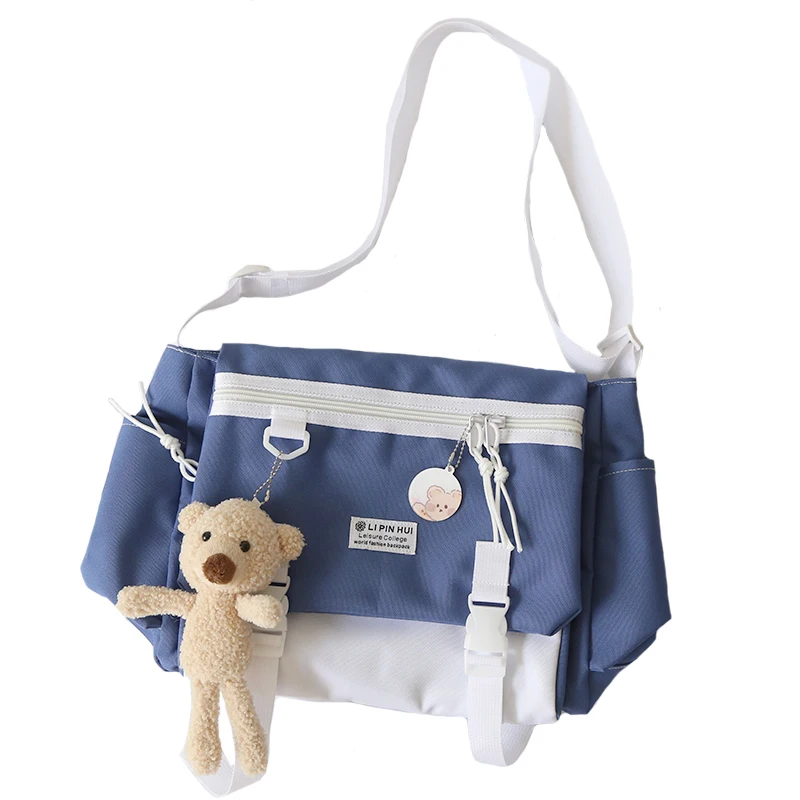 

Japanese Cute Women Crossbody Bag Fashion Panelled Nylon Shoulder Bag 2021 New Trend Women Big Bag Luxury Ladies Purse