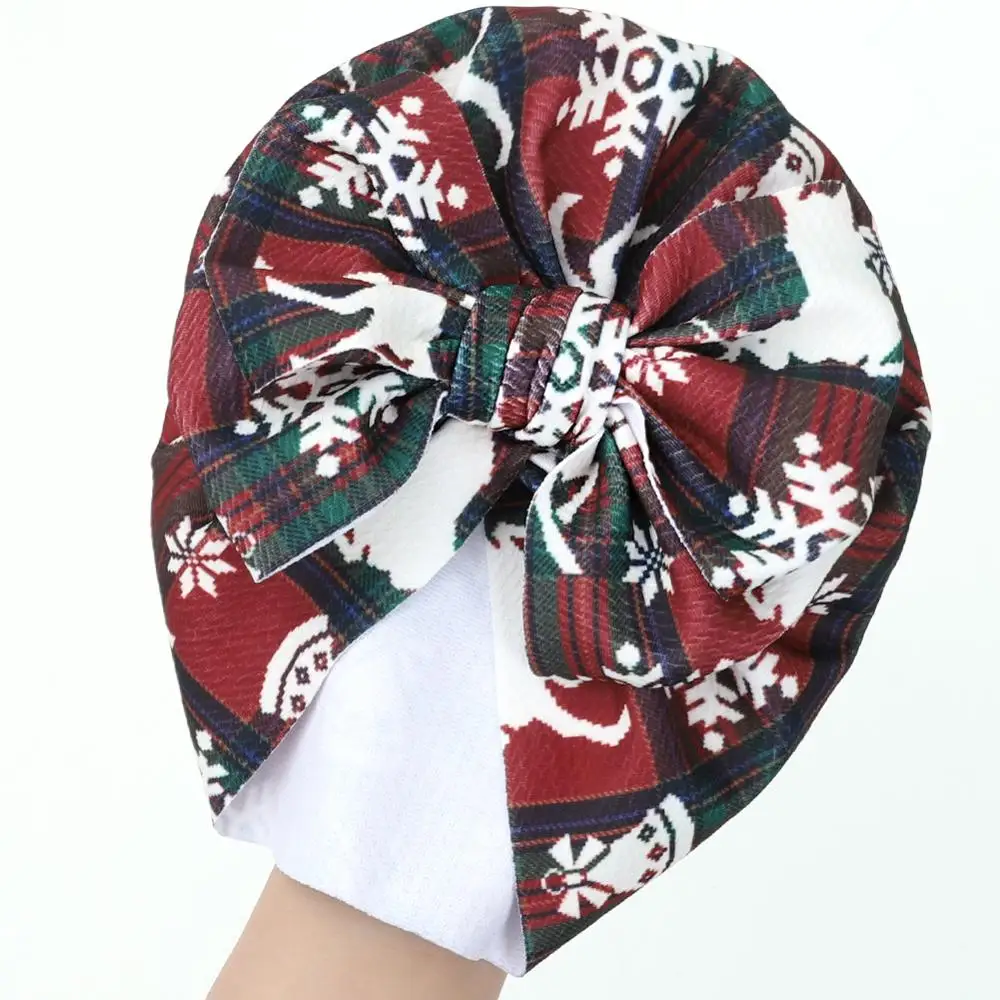 

4 Pcs/Lot Christmas Turban Hat Elk Leopard Floral Print For Baby Boy Girl Beanies Winter Children Cap Newborn Photography Props