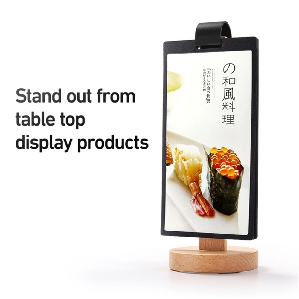 

Table Photo Album Resturant Page-turning Sign Tabletop Wooden Menu Holder Stand For Restaurant Cafe