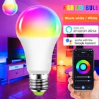 Умсветильник Светодиодная лампа 15 Вт RGB с регулируемой яркостью, меняющий цвет, работает с приложением AlexaGoogle Home и поддержкой Wi-Fi, с дистанционным голосовым управлением