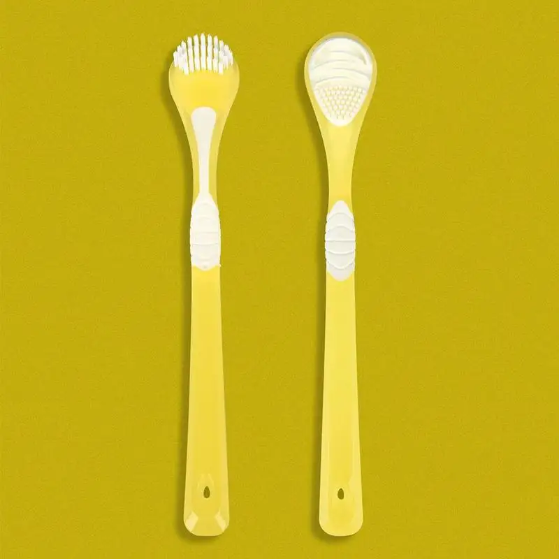 

Antibacterial Double Sided Tongue Coating Nylon Cleaner Oral Brush Tool Cleaning Scraper Toothbrush Silicone Care Tongue D1O5