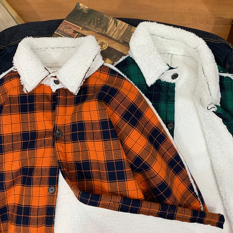 Новинка Зима 2019 мужские клетчатые куртки Толстая теплая куртка с бархатной
