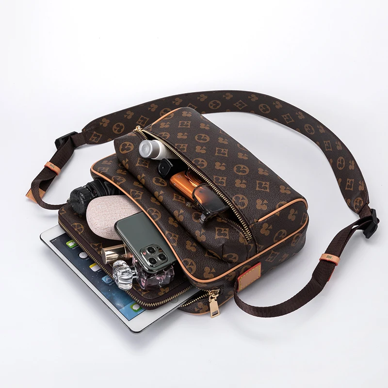 

Vintage Leather Messenger Bag Men Crossbody Bag PU Leather Fashion Crossbody Bag Clutch-Bag Male Leather Floral Printing Bags
